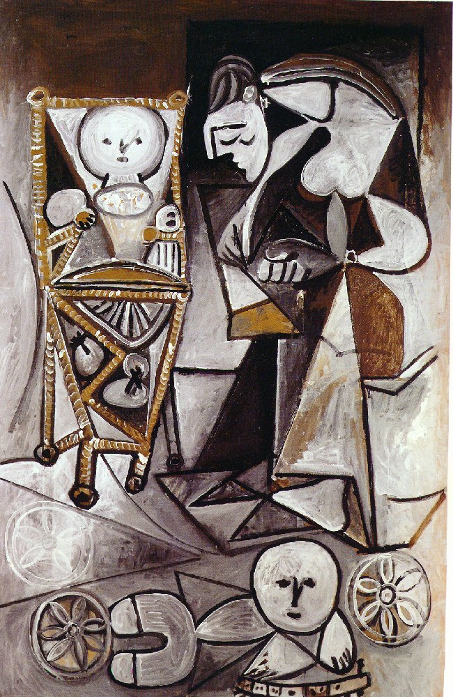 Picasso Drawing woman surrounded by her children 1950